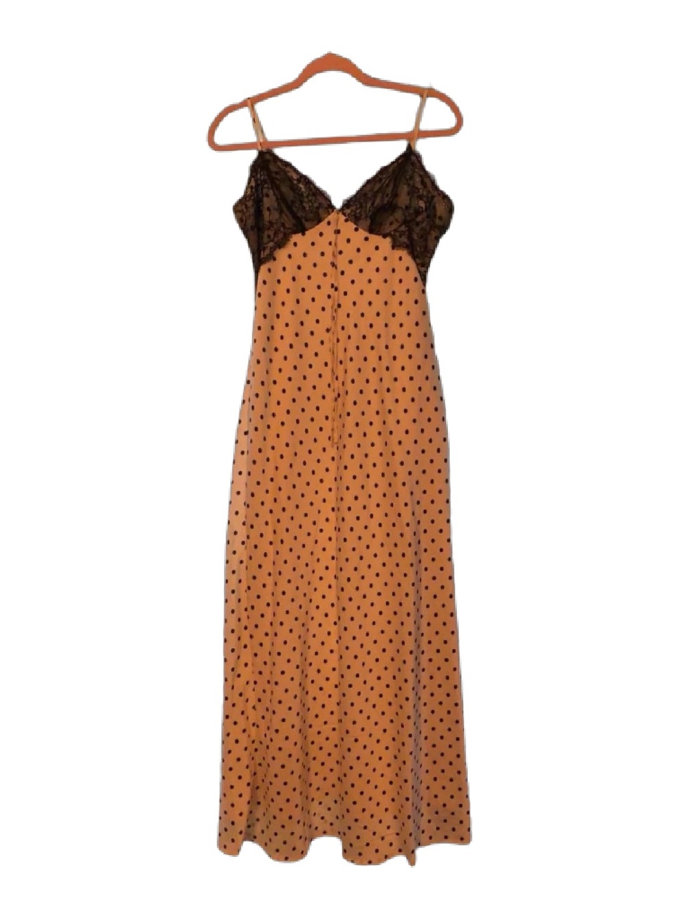 Polka Dot Lace-Trim Slip Dress in Orange